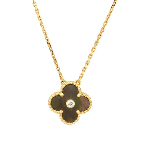 [Garvey ]CLOVER 15MM DIAMOND AND MOTHER-OF-GREY NECKLACE