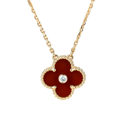 [Garvey ]CLOVER 15MM DIAMOND CARNELIAN NECKLACE