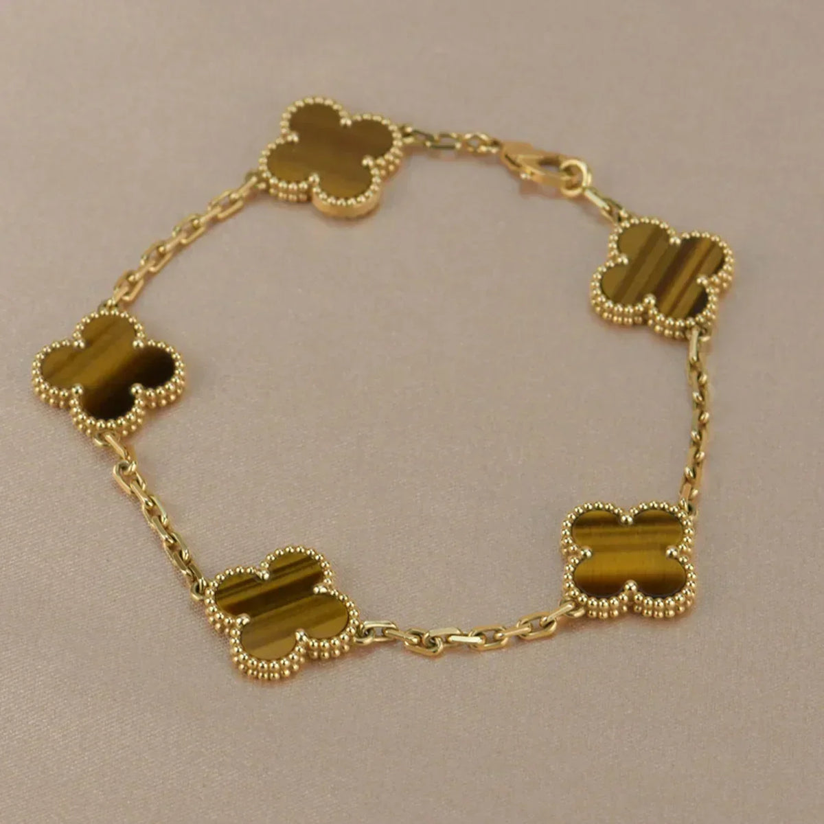 [Garvey ] CLOVER 5 MOTIFS TIGER EYE BRACELET COLLECTION
