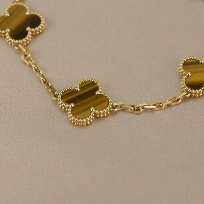 [Garvey ] CLOVER 5 MOTIFS TIGER EYE BRACELET COLLECTION