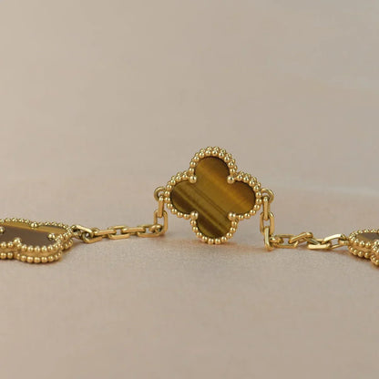 [Garvey ] CLOVER 5 MOTIFS TIGER EYE BRACELET COLLECTION