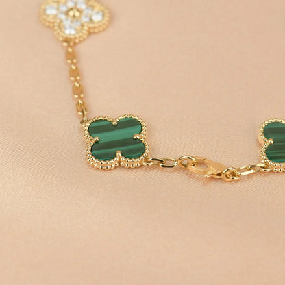 [Garvey]LUCKY CLOVER 5-MOTIF BRACELET - MALACHITE COLLECTION
