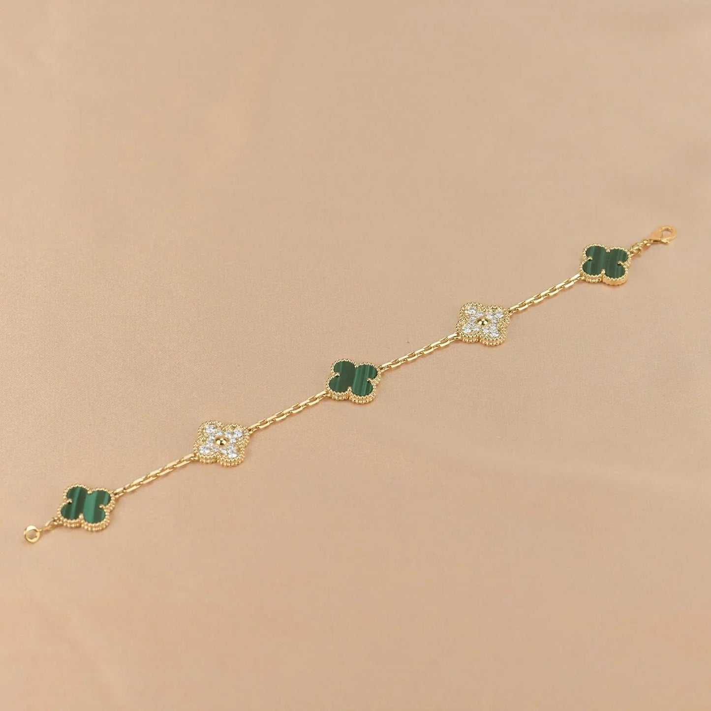 [Garvey]LUCKY CLOVER 5-MOTIF BRACELET - MALACHITE COLLECTION