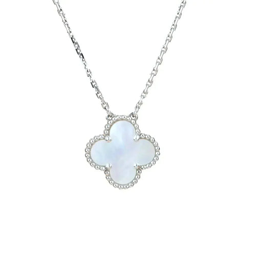 [Garvey ]CLOVER  15MM WHITE MOTHER-OF-PEARL SILVER