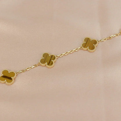 [Garvey ] CLOVER 5 MOTIFS TIGER EYE BRACELET COLLECTION