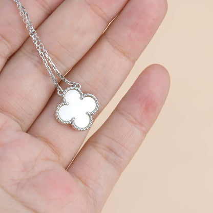 [Garvey ]CLOVER  15MM WHITE MOTHER-OF-PEARL SILVER