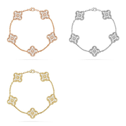[Garvey ] CLOVER 5 MOTIF FULL DIAMOND BRACELET COLLECTION