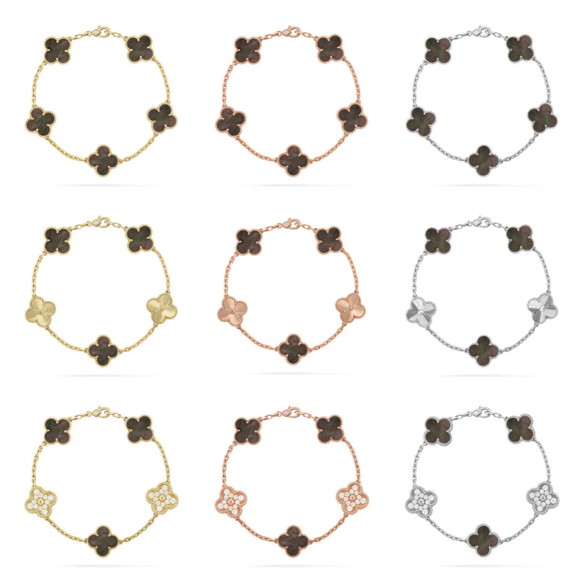 [Garvey ] CLOVER 5 MOTIF GRAY MOP BRACELET COLLECTION