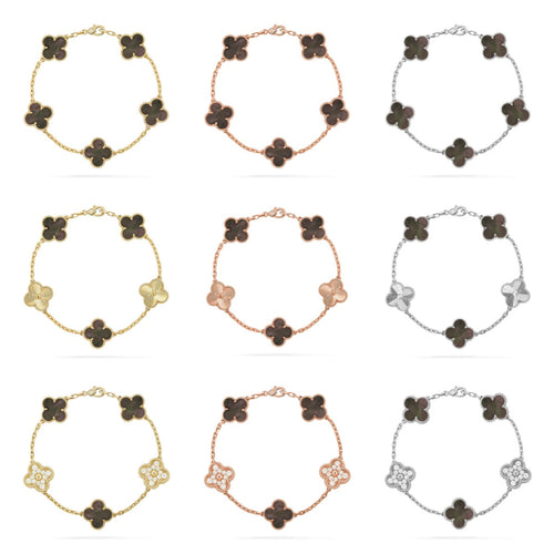 [Garvey ] CLOVER 5 MOTIF GRAY MOP BRACELET COLLECTION