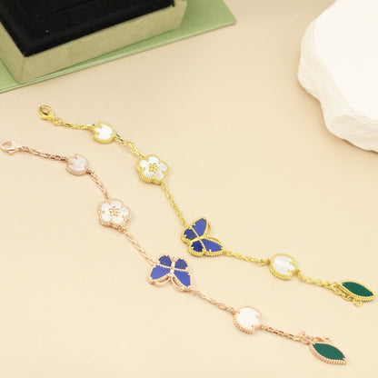 [Garvey]SPRING ENCHANTMENT BUTTERFLY & FLORAL CHARM BRACELET