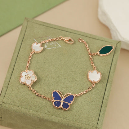 [Garvey]SPRING ENCHANTMENT BUTTERFLY & FLORAL CHARM BRACELET