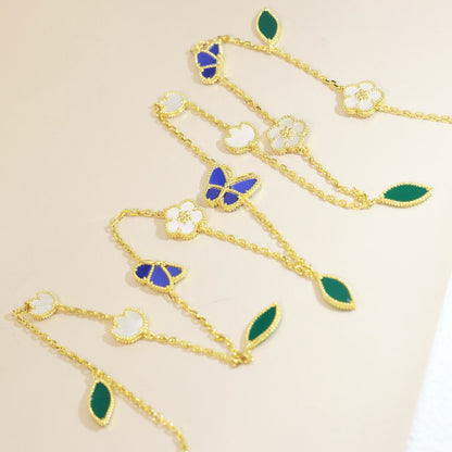 [Garvey]LUCKY SPRING BUTTERFLY & FLOWER STATEMENT NECKLACE - 15-MOTIF FLORAL DESIGN