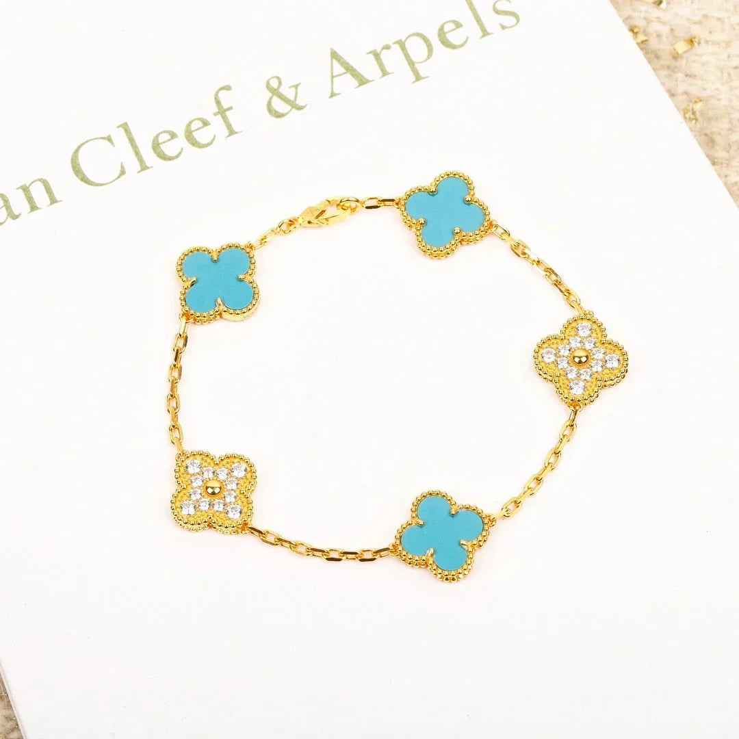[Garvey ] CLOVER 5 MOTIF TURQUOISE BRACELET COLLECTION