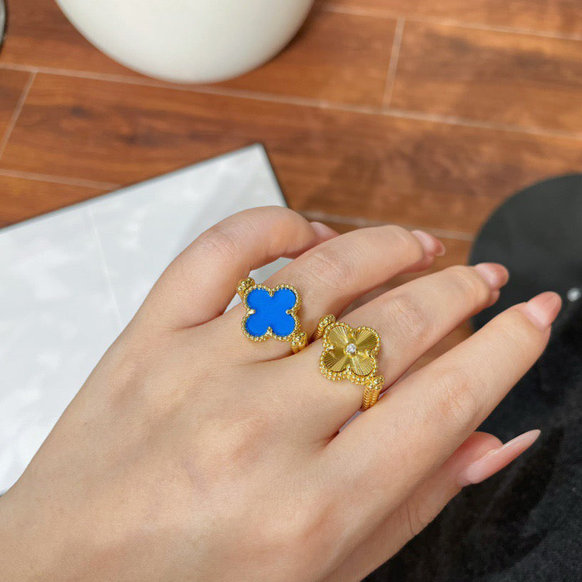 [Garvey ]CLOVER RIVERSIBLE BLUE AGATE RING