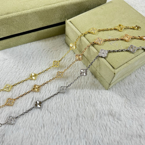 [Garvey ]CLOVER 6 MOTIF DIAMOND LASER BRACELET
