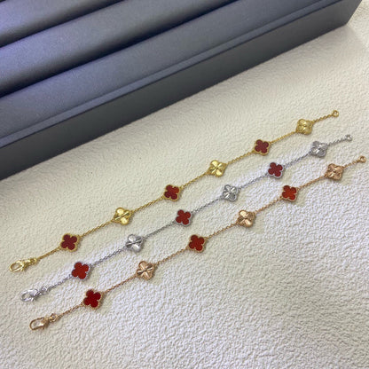 [Garvey ]CLOVER 6 MOTIF RED AGATE LASER BRACELET