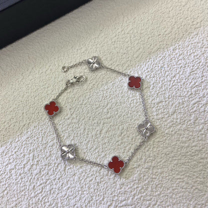 [Garvey ]CLOVER 6 MOTIF RED AGATE LASER BRACELET