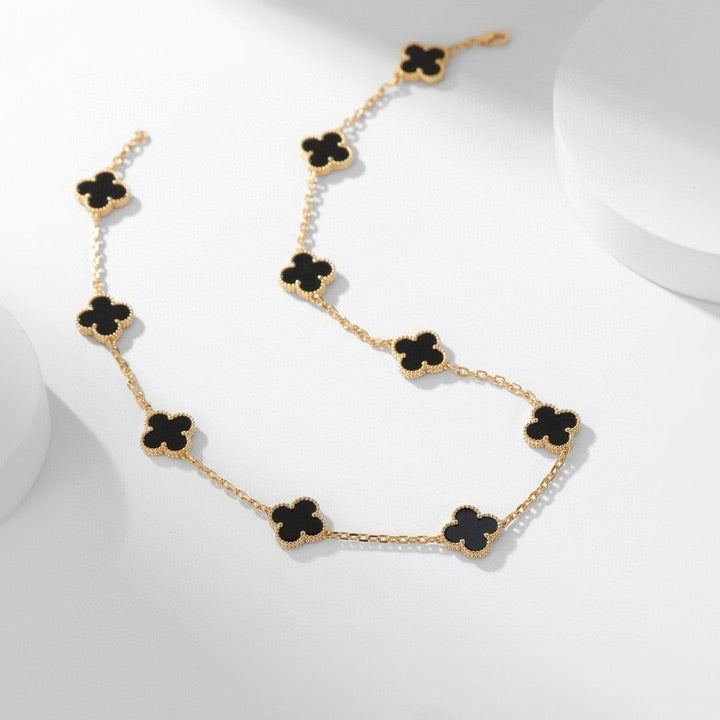 [Garvey ]CLOVER 10 MOTIFS ONYX NECKLACE