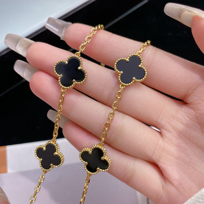 [Garvey ]CLOVER 10 MOTIFS ONYX NECKLACE