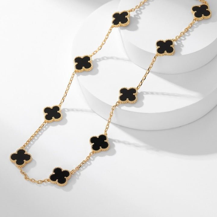 [Garvey ]CLOVER 10 MOTIFS ONYX NECKLACE