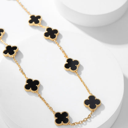 [Garvey ]CLOVER 10 MOTIFS ONYX NECKLACE