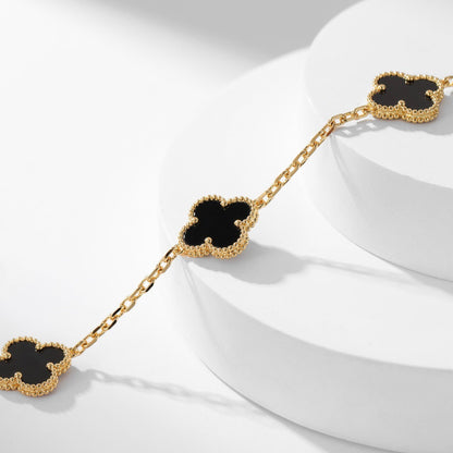 [Garvey ]CLOVER 10 MOTIFS ONYX NECKLACE