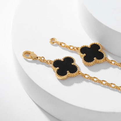 [Garvey ]CLOVER 10 MOTIFS ONYX NECKLACE