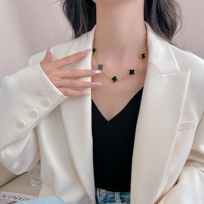 [Garvey ]CLOVER 10 MOTIFS ONYX NECKLACE