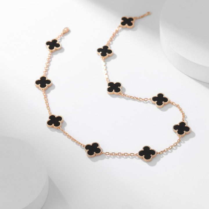 [Garvey ]CLOVER 10 MOTIFS ONYX NECKLACE