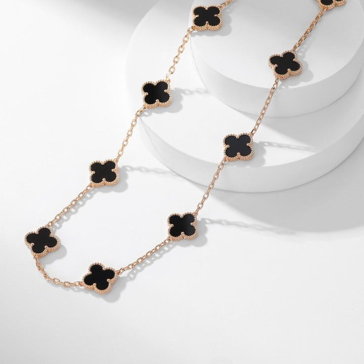 [Garvey ]CLOVER 10 MOTIFS ONYX NECKLACE