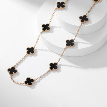 [Garvey ]CLOVER 10 MOTIFS ONYX NECKLACE