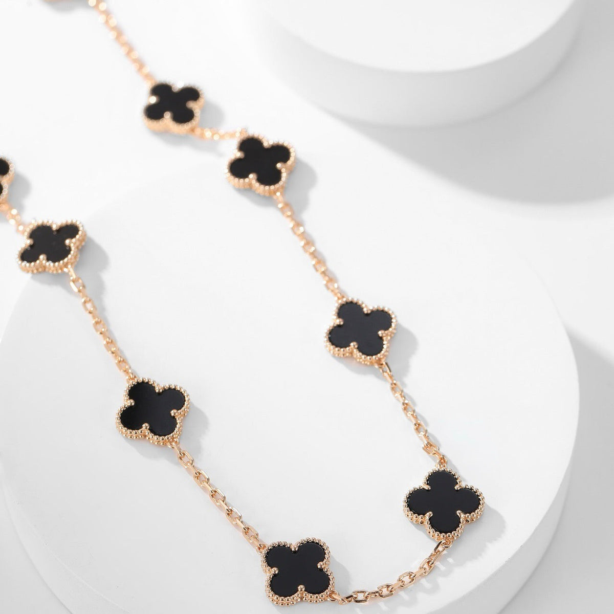 [Garvey ]CLOVER 10 MOTIFS ONYX NECKLACE