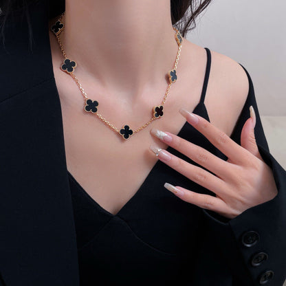 [Garvey ]CLOVER 10 MOTIFS ONYX NECKLACE