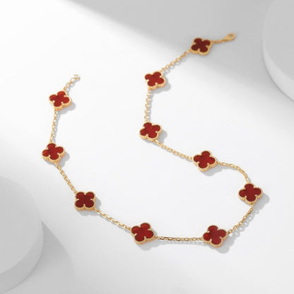 [Garvey ]CLOVER 10 MOTIFS CARNELIAN NECKLACE