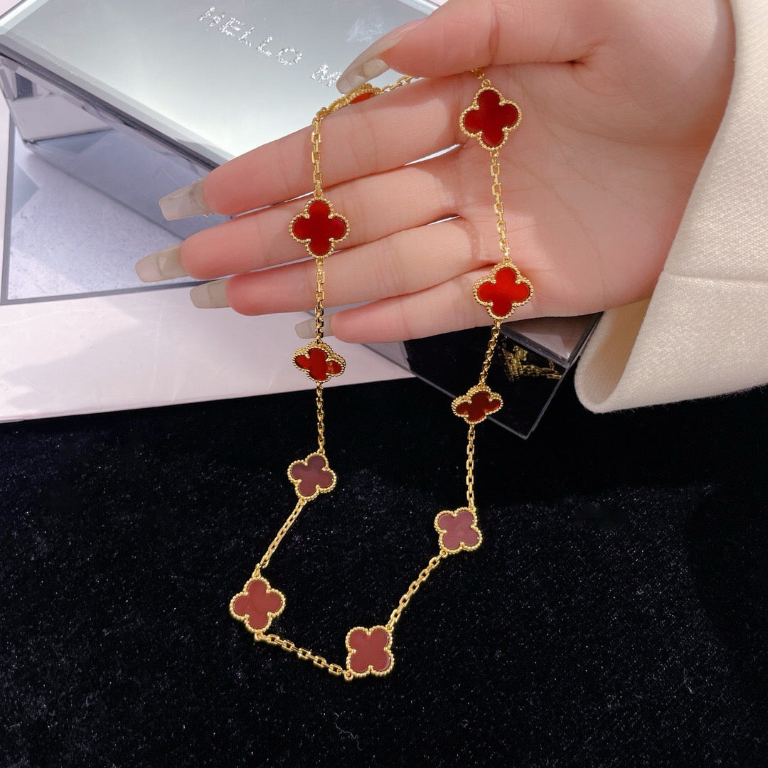 [Garvey ]CLOVER 10 MOTIFS CARNELIAN NECKLACE