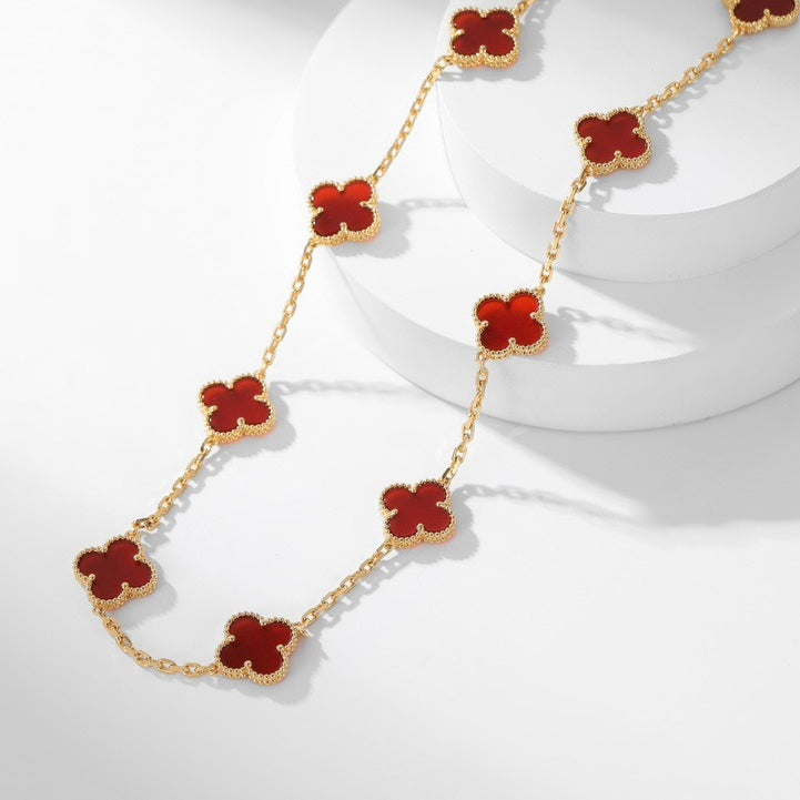 [Garvey ]CLOVER 10 MOTIFS CARNELIAN NECKLACE