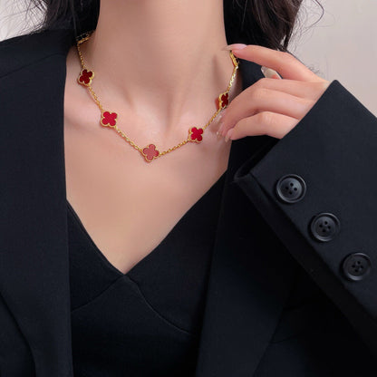 [Garvey ]CLOVER 10 MOTIFS CARNELIAN NECKLACE