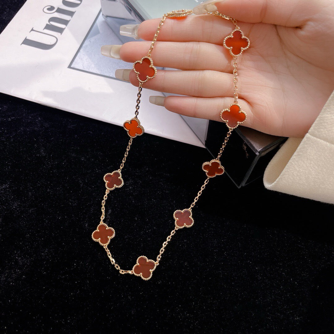 [Garvey ]CLOVER 10 MOTIFS CARNELIAN NECKLACE