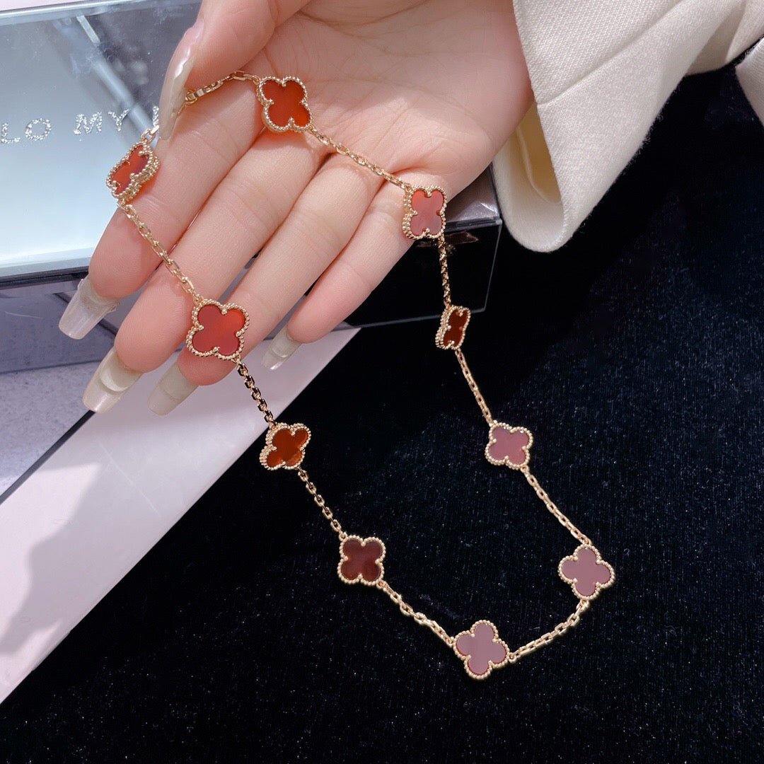 [Garvey ]CLOVER 10 MOTIFS CARNELIAN NECKLACE