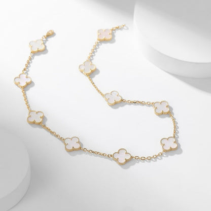 [Garvey ]CLOVER 10 MOTIFS WHITE MOTHER OF PEARL NECKLACE