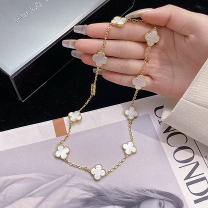 [Garvey ]CLOVER 10 MOTIFS WHITE MOTHER OF PEARL NECKLACE