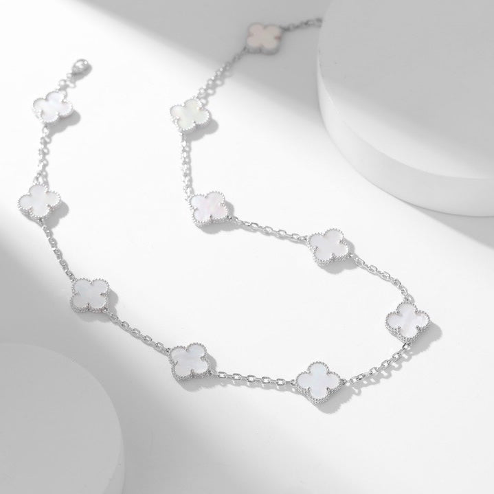 [Garvey ]CLOVER 10 MOTIFS WHITE MOTHER OF PEARL NECKLACE