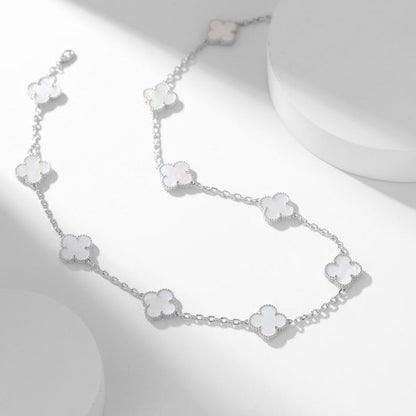 [Garvey ]CLOVER 10 MOTIFS WHITE MOTHER OF PEARL NECKLACE