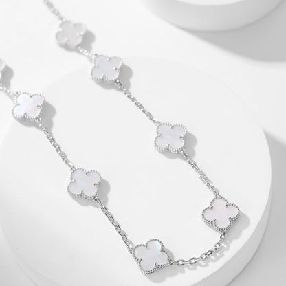[Garvey ]CLOVER 10 MOTIFS WHITE MOTHER OF PEARL NECKLACE