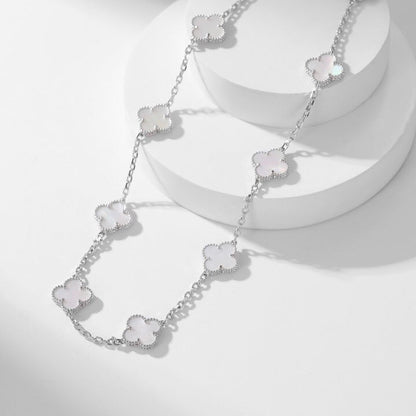 [Garvey ]CLOVER 10 MOTIFS WHITE MOTHER OF PEARL NECKLACE