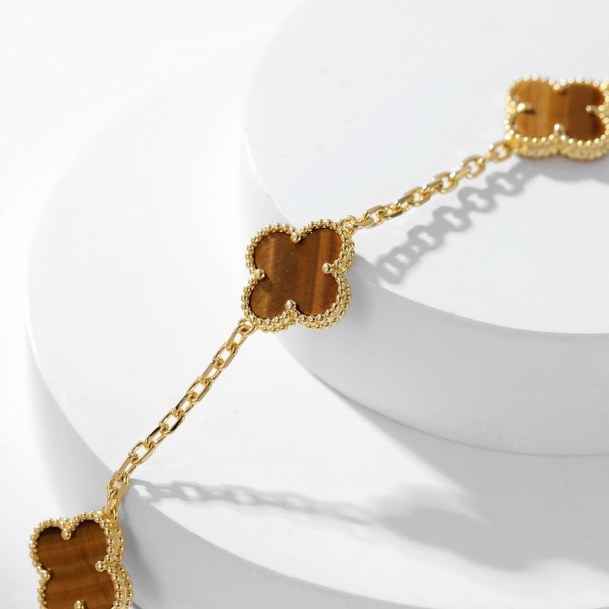 [Garvey ]CLOVER 10 MOTIFS TIGER EYE NECKLACE