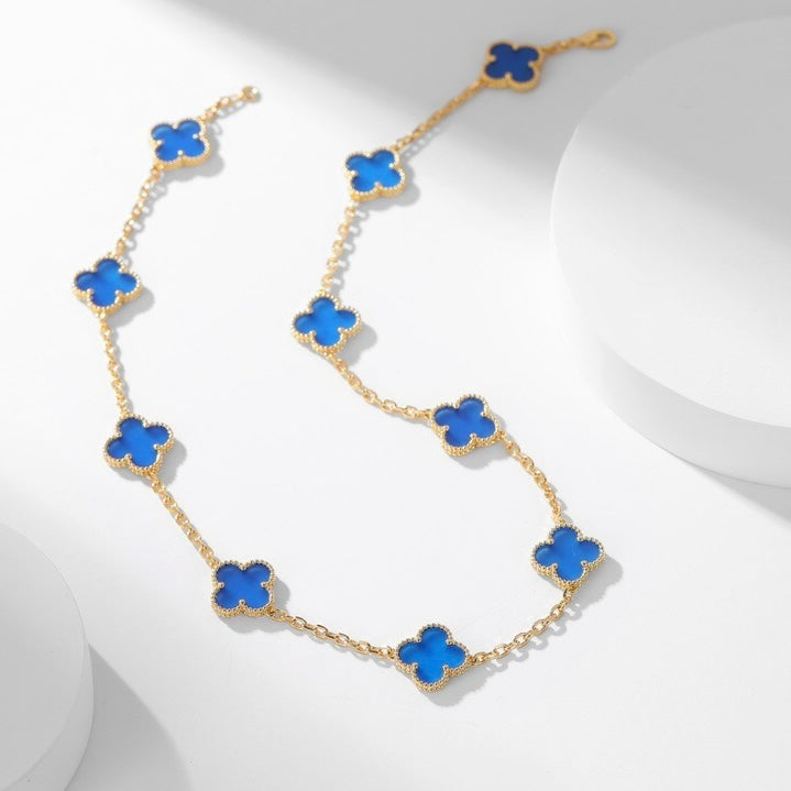 [Garvey ]CLOVER 10 MOTIFS BLUE AGATE NECKLACE
