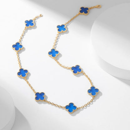 [Garvey ]CLOVER 10 MOTIFS BLUE AGATE NECKLACE