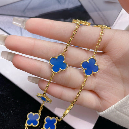 [Garvey ]CLOVER 10 MOTIFS BLUE AGATE NECKLACE