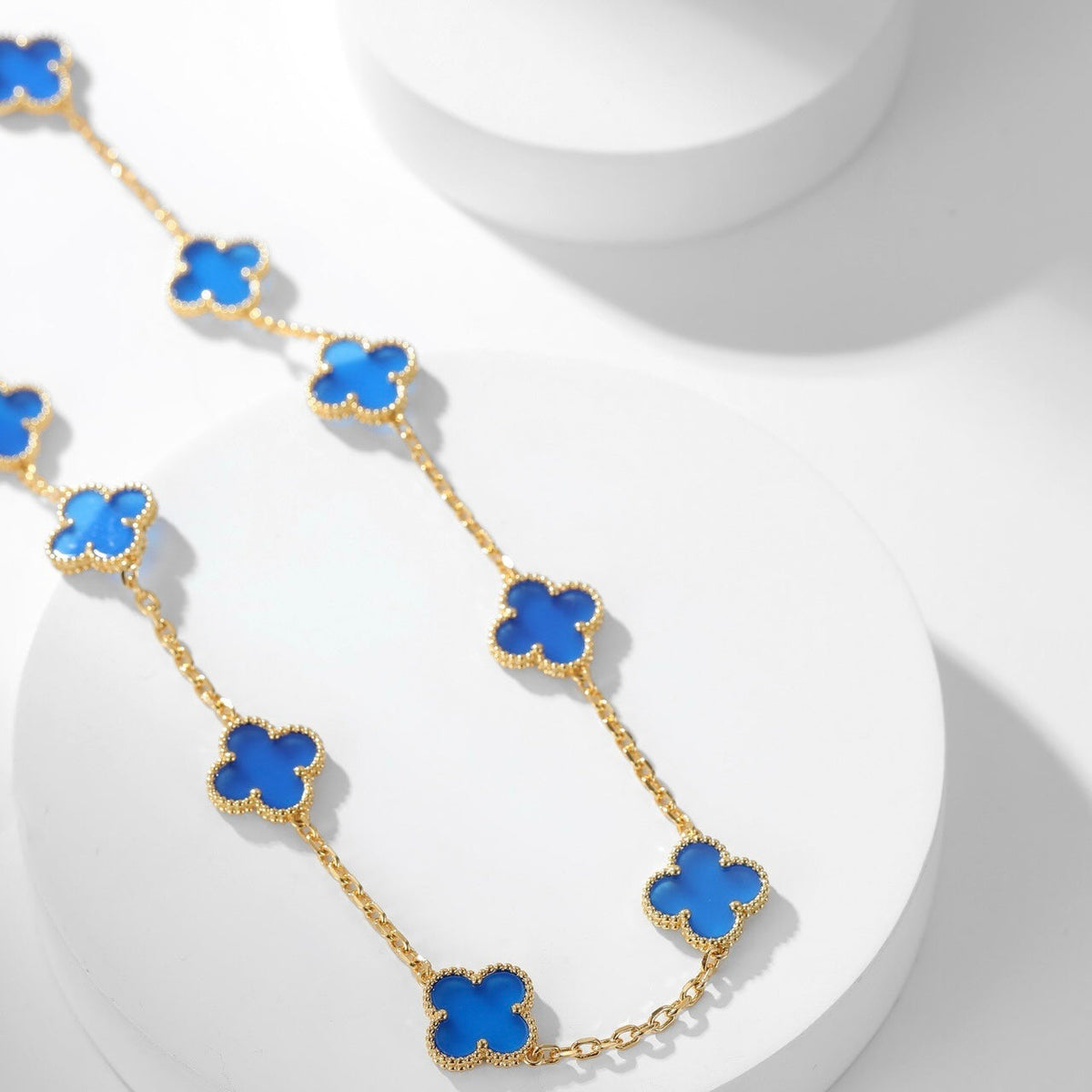 [Garvey ]CLOVER 10 MOTIFS BLUE AGATE NECKLACE